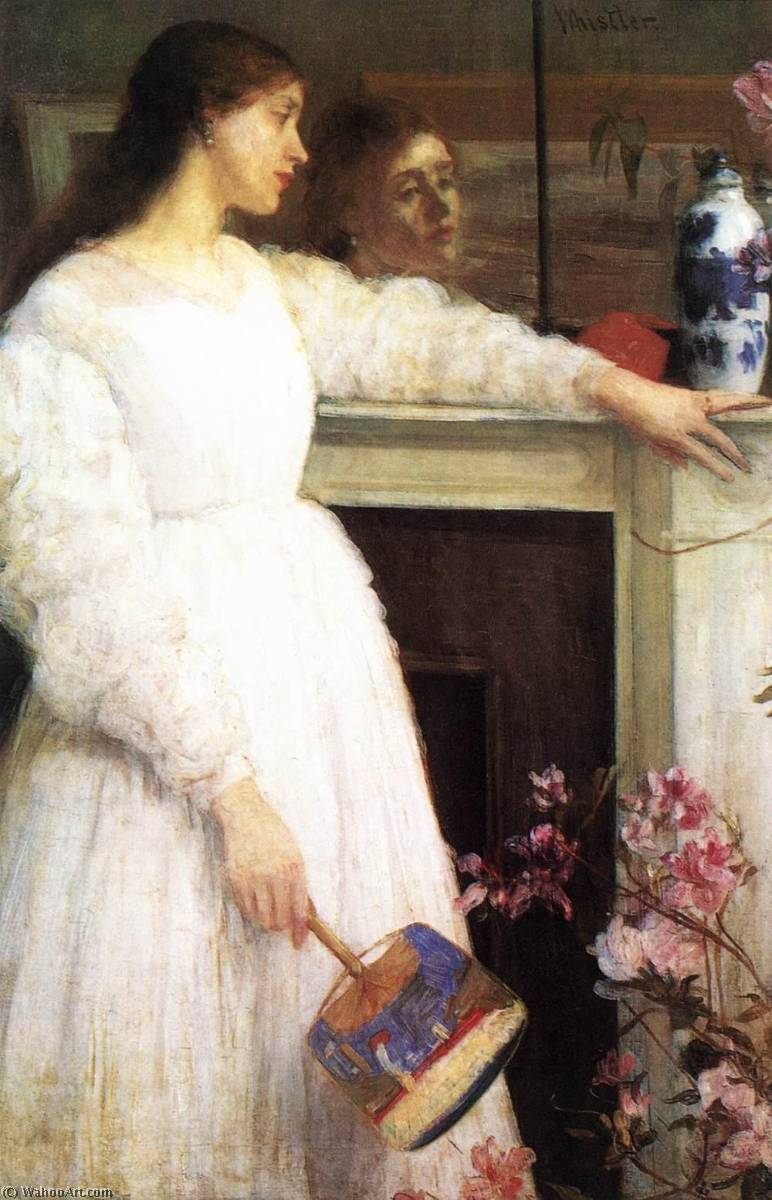 Wikoo.org - موسوعة الفنون الجميلة - اللوحة، العمل الفني James Abbott Mcneill Whistler - The Little White Girl Symphony in White, No. 2