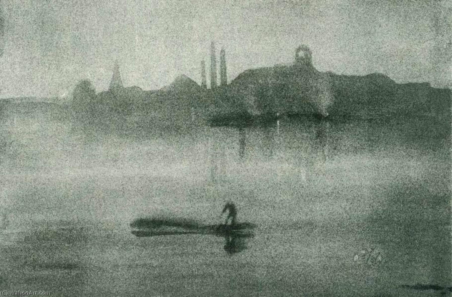 Wikioo.org - The Encyclopedia of Fine Arts - Painting, Artwork by James Abbott Mcneill Whistler - Nocturne The Thames at Battersea