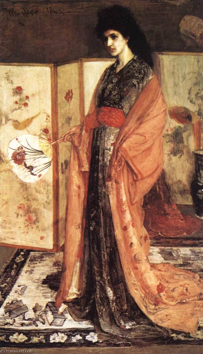 Wikioo.org - The Encyclopedia of Fine Arts - Painting, Artwork by James Abbott Mcneill Whistler - Rose and Silver The Princess from the Land of Porcelain