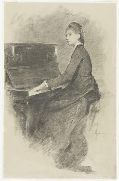 WikiOO.org - Encyclopedia of Fine Arts - Festés, Grafika Theodore Robinson - At the Piano