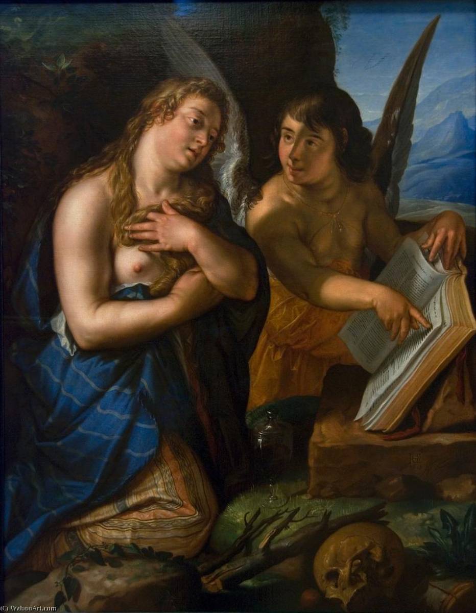 WikiOO.org - אנציקלופדיה לאמנויות יפות - ציור, יצירות אמנות Hendrik Goltzius - Magdalene and Angel
