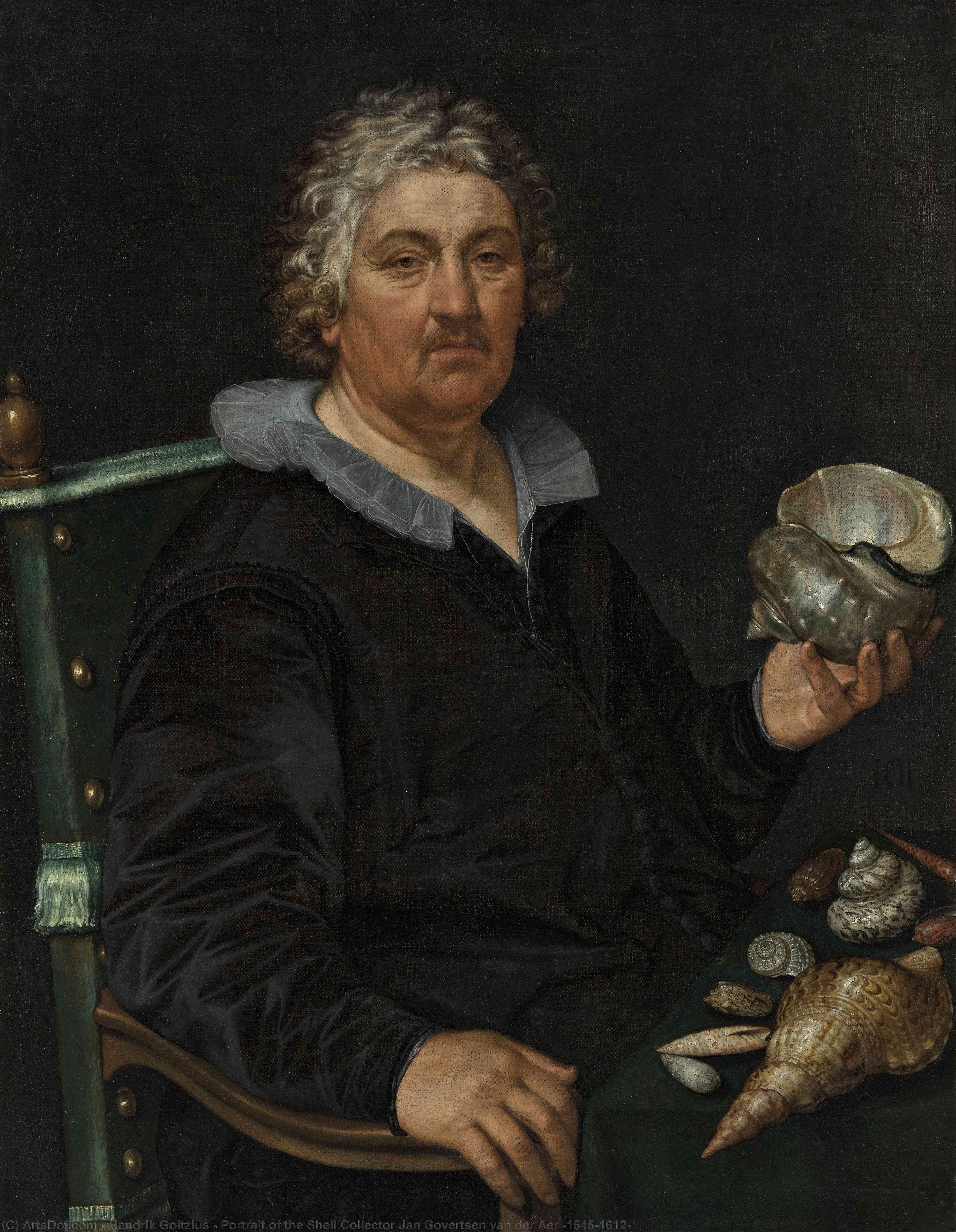 Wikioo.org - สารานุกรมวิจิตรศิลป์ - จิตรกรรม Hendrik Goltzius - Portrait of the Shell Collector Jan Govertsen van der Aer (1545–1612)