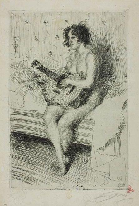 Wikioo.org - The Encyclopedia of Fine Arts - Painting, Artwork by Anders Leonard Zorn - The Guitar Player