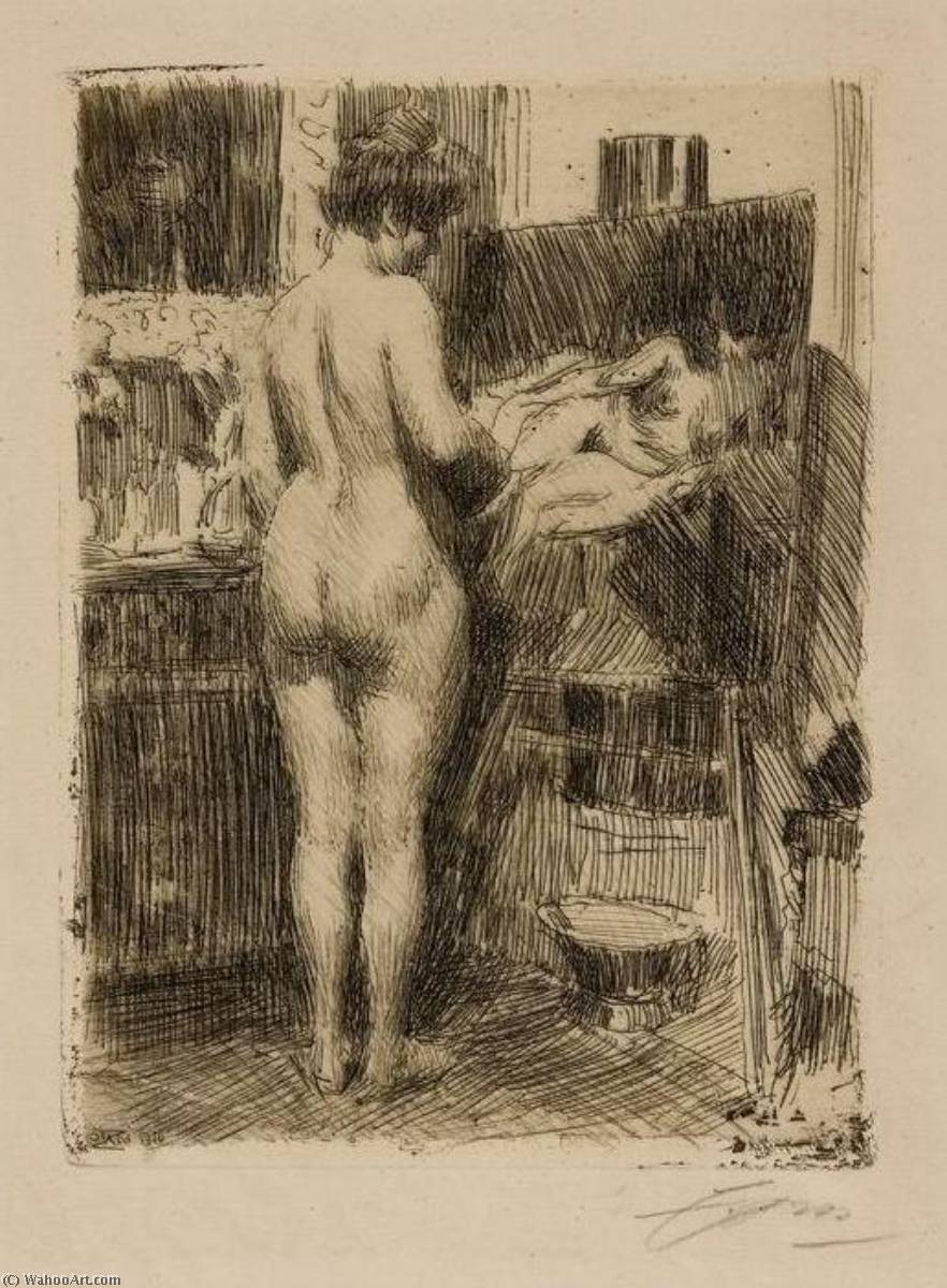WikiOO.org - Encyclopedia of Fine Arts - Maalaus, taideteos Anders Leonard Zorn - Model before Picture