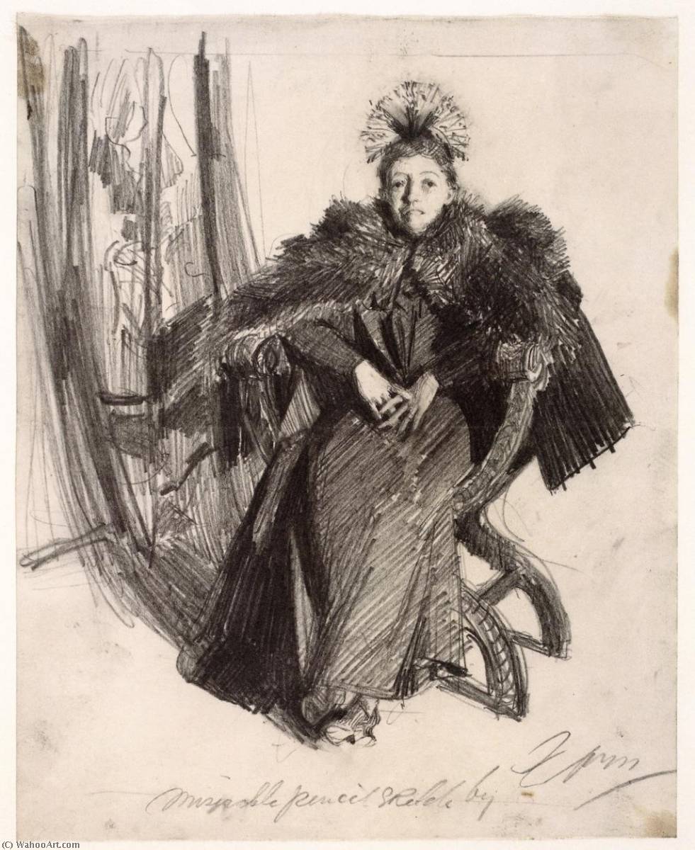 Wikioo.org - The Encyclopedia of Fine Arts - Painting, Artwork by Anders Leonard Zorn - Isabella Gardner (study)