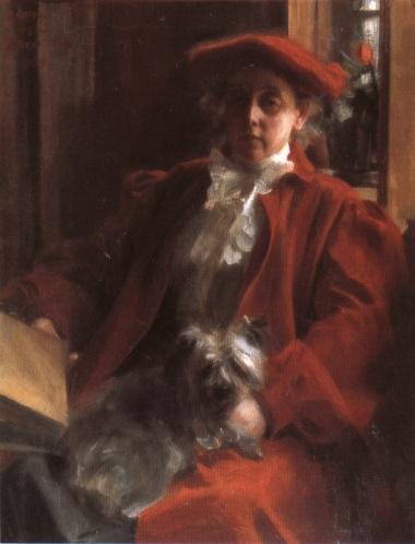 Wikioo.org - The Encyclopedia of Fine Arts - Painting, Artwork by Anders Leonard Zorn - Emma Zorn and Mouche, the dog