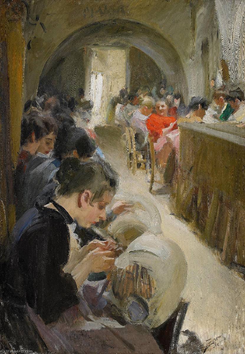 Wikioo.org - The Encyclopedia of Fine Arts - Painting, Artwork by Anders Leonard Zorn - Lace making in Venice