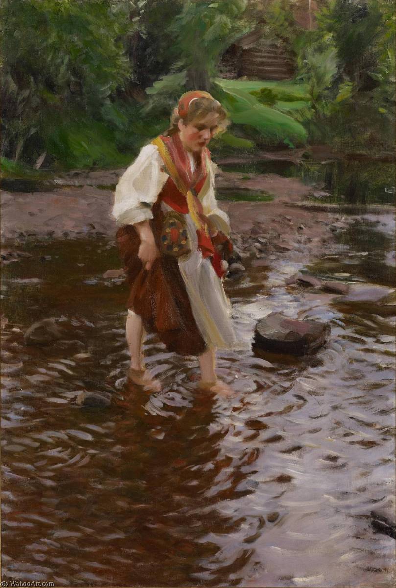 Wikioo.org - The Encyclopedia of Fine Arts - Painting, Artwork by Anders Leonard Zorn - The Girl from Älvdalen