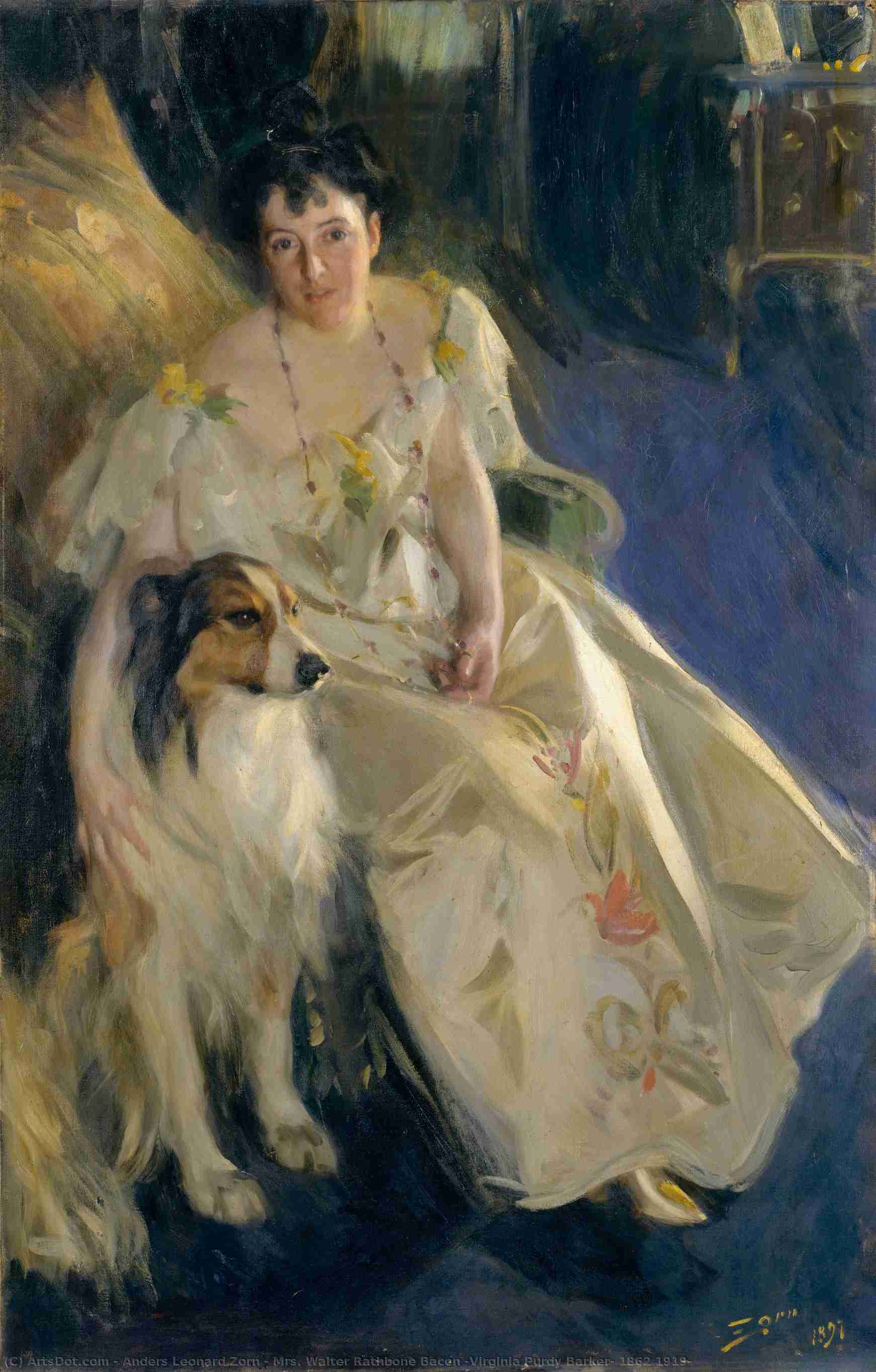 Wikioo.org - The Encyclopedia of Fine Arts - Painting, Artwork by Anders Leonard Zorn - Mrs. Walter Rathbone Bacon (Virginia Purdy Barker, 1862 1919)