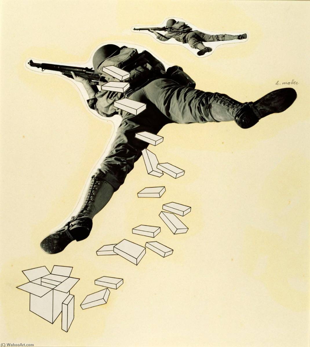 Wikioo.org - The Encyclopedia of Fine Arts - Painting, Artwork by Herbert Matter - Paperboard Fills the Soldier's Pack , from the Early Series