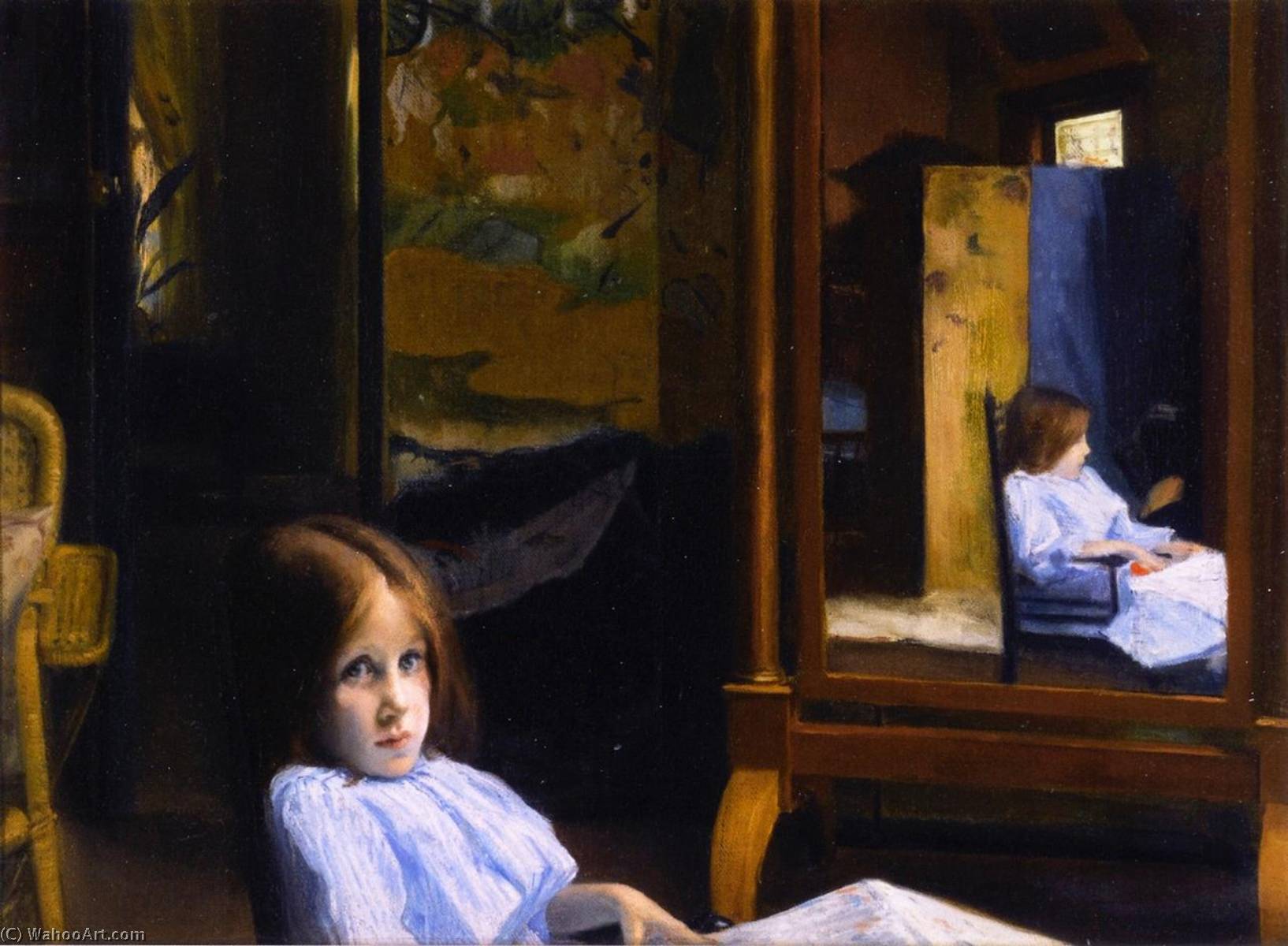 WikiOO.org - אנציקלופדיה לאמנויות יפות - ציור, יצירות אמנות Jacques-Emile Blanche - LIttle Girl (also known as Lucie Esnault and Reflection)