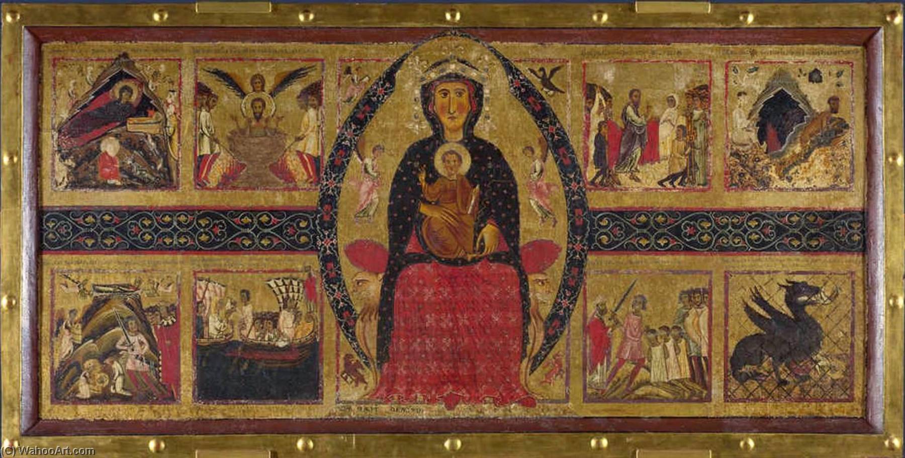 Wikioo.org – L'Enciclopedia delle Belle Arti - Pittura, Opere di Margarito D'arezzo - Madonna col Bambino in trono