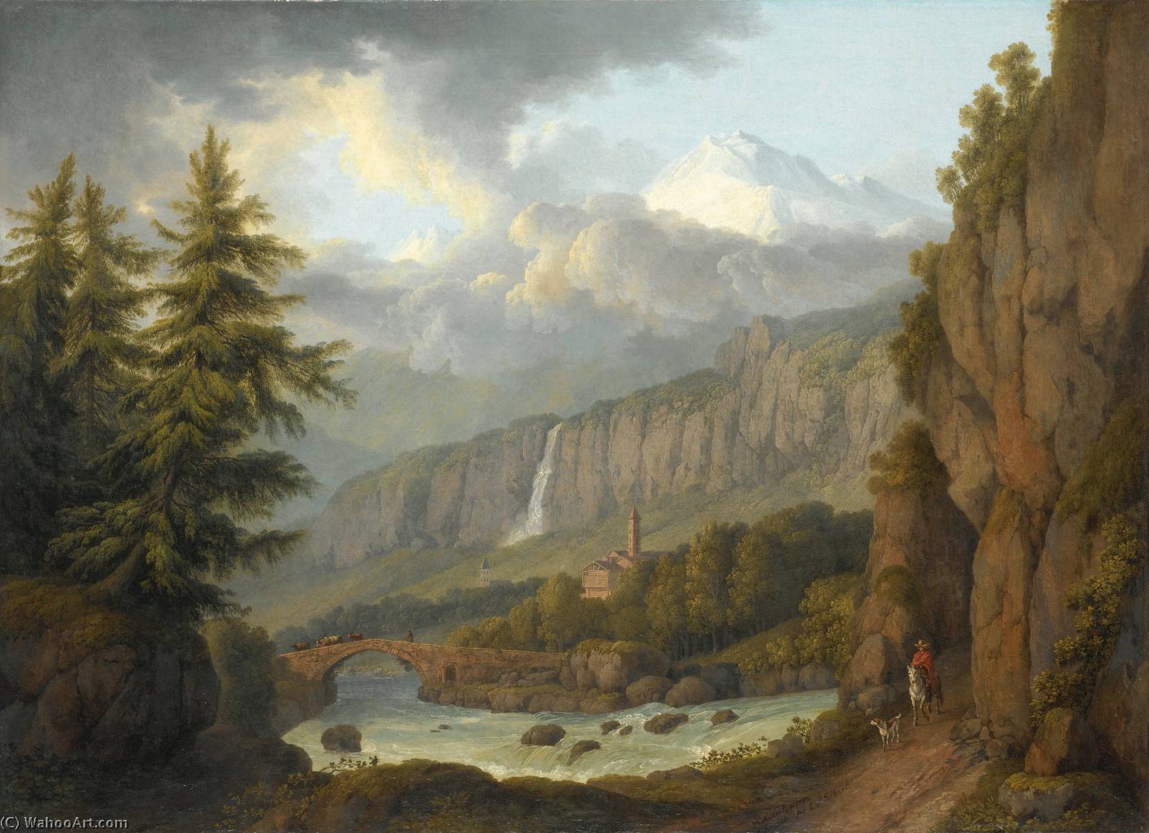 WikiOO.org - Enciklopedija dailės - Tapyba, meno kuriniai Jakob Philipp Hackert - View of Giornico from the St. Gotthard Pass, Switzerland