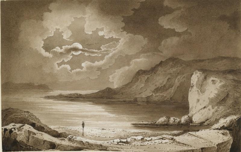Wikioo.org - สารานุกรมวิจิตรศิลป์ - จิตรกรรม James Francis Danby - Figure on Seashore by Moonlight
