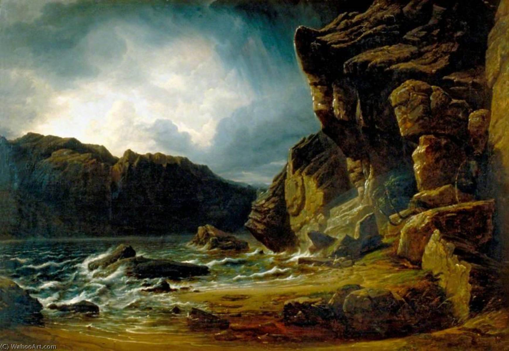 Wikioo.org - The Encyclopedia of Fine Arts - Painting, Artwork by James Francis Danby - Liensfiord Lake, Norway