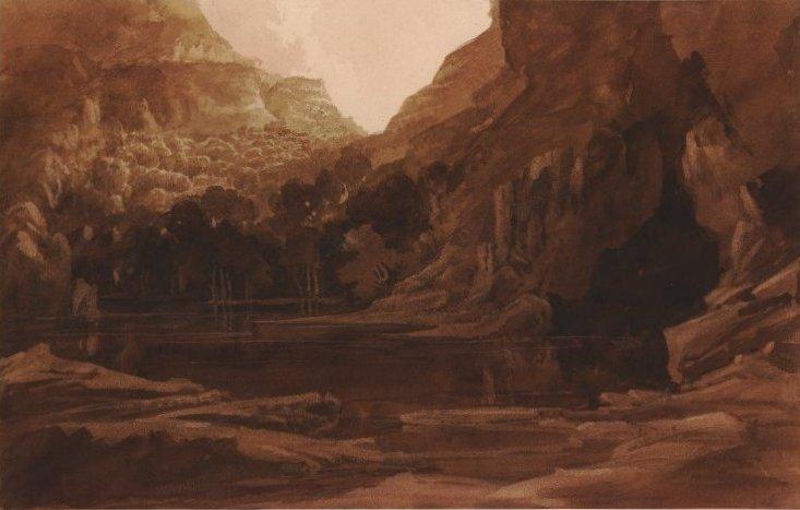 WikiOO.org - Enciclopédia das Belas Artes - Pintura, Arte por James Francis Danby - A Mountain Pool and Cave