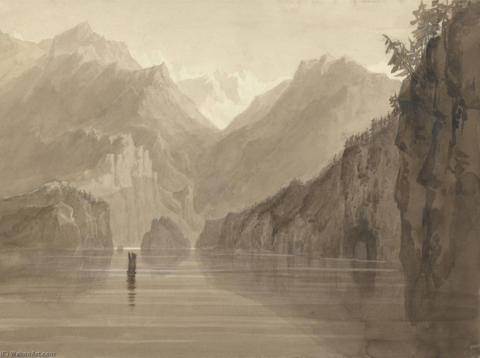 WikiOO.org - Encyclopedia of Fine Arts - Lukisan, Artwork James Francis Danby - A Lake in Norway