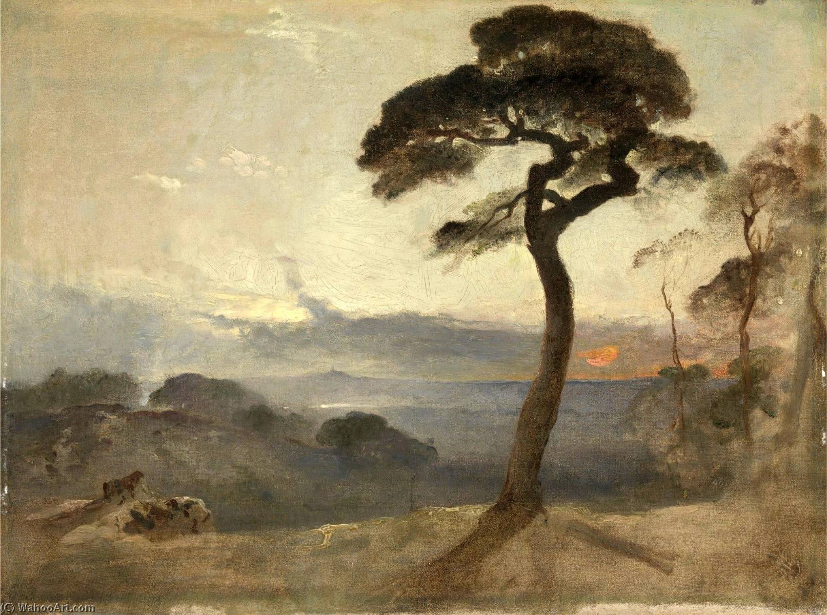 Wikioo.org - The Encyclopedia of Fine Arts - Painting, Artwork by James Francis Danby - Hampstead Heath, Sunset