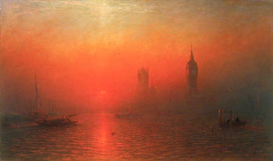 Wikioo.org - The Encyclopedia of Fine Arts - Painting, Artwork by James Francis Danby - The Houses of Parliament from the River