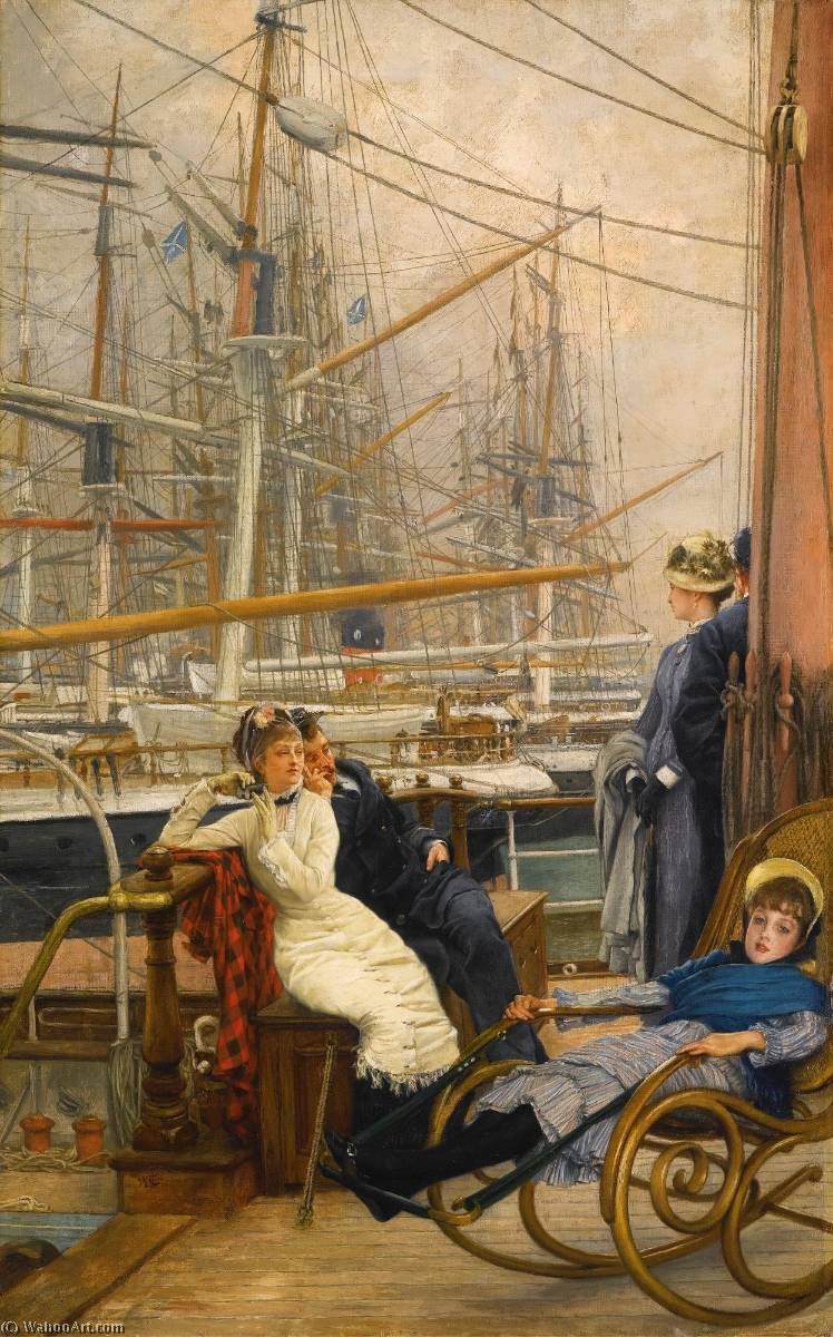 Wikioo.org – L'Encyclopédie des Beaux Arts - Peinture, Oeuvre de James Jacques Joseph Tissot - une visite à l Yacht ( La visite au navire )