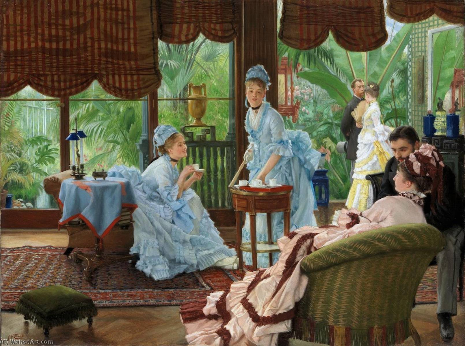 Wikioo.org - The Encyclopedia of Fine Arts - Painting, Artwork by James Jaques Joseph Tissot - In the Conservatory (also known as The Rivals)