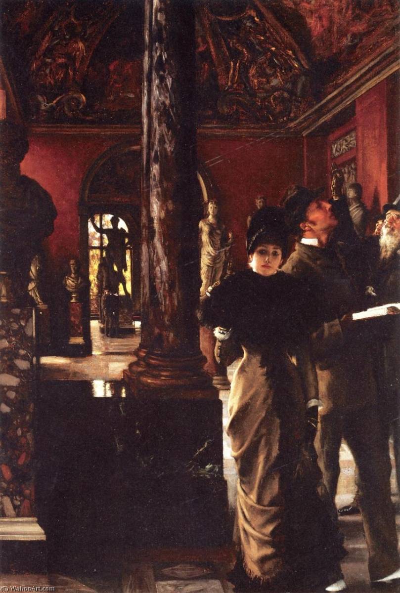 Wikioo.org - The Encyclopedia of Fine Arts - Painting, Artwork by James Jacques Joseph Tissot - Foreign Visitors at The Louvre