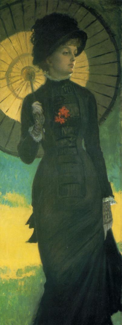WikiOO.org – 美術百科全書 - 繪畫，作品 James Jacques Joseph Tissot - 太太 牛顿  与  一个  遮阳伞