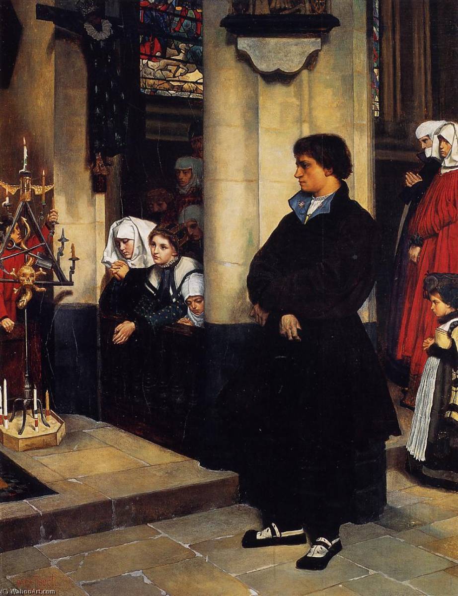Wikioo.org - The Encyclopedia of Fine Arts - Painting, Artwork by James Jaques Joseph Tissot - During the Service (also known as Martin Luther's Doubts)
