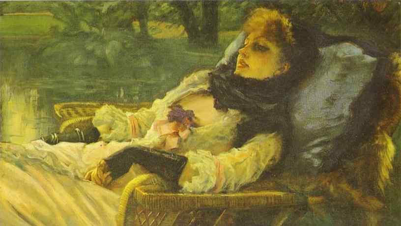 Wikioo.org - The Encyclopedia of Fine Arts - Painting, Artwork by James Jacques Joseph Tissot - English The Dreamer (Summer Evening)