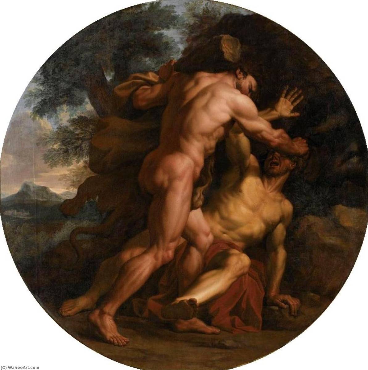 Wikioo.org – L'Enciclopedia delle Belle Arti - Pittura, Opere di Noel Nicolas Coypel - Ercole combattimento  Acheloo