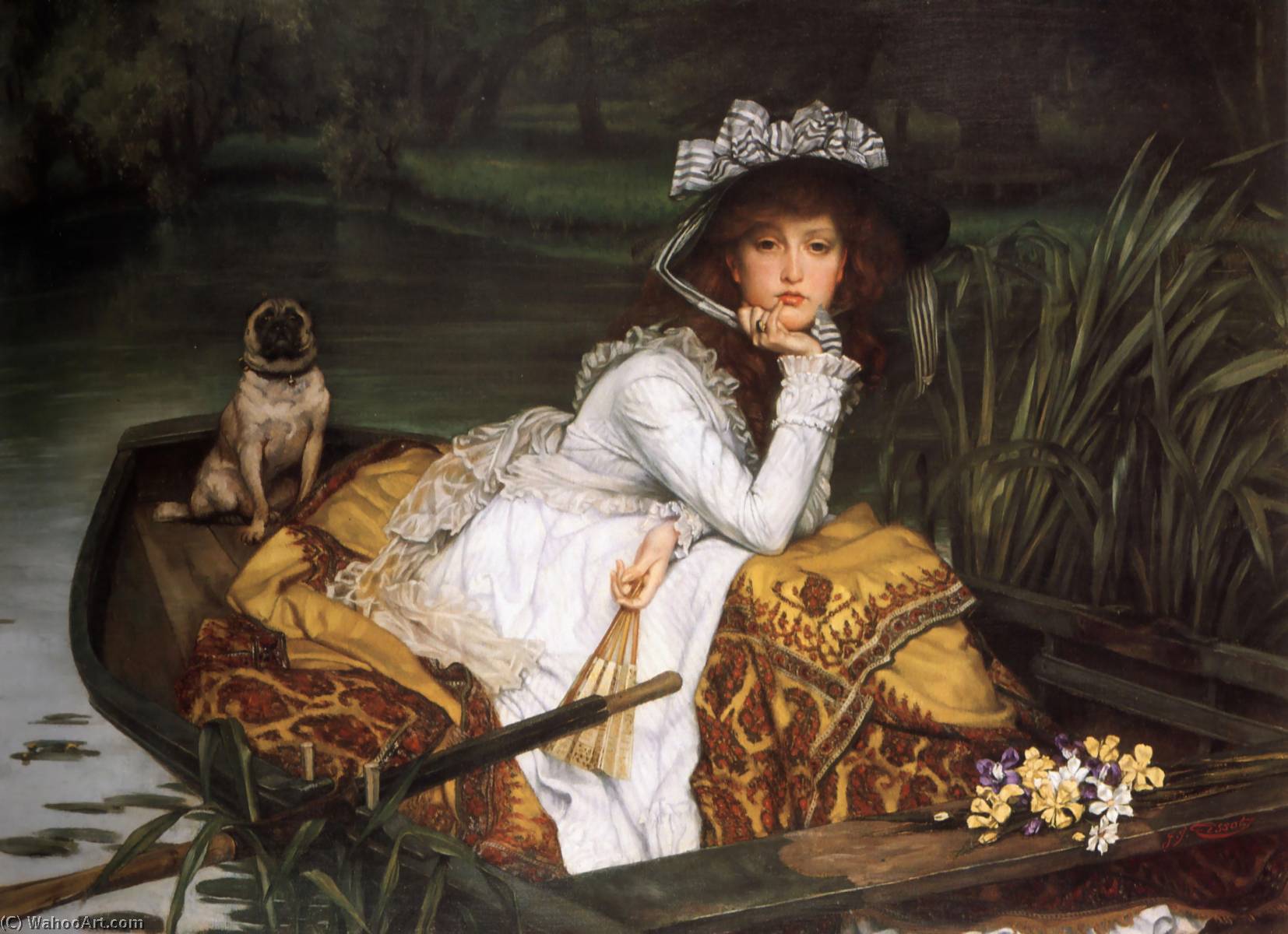Wikioo.org - The Encyclopedia of Fine Arts - Painting, Artwork by James Jacques Joseph Tissot - English Young Lady in a Boat