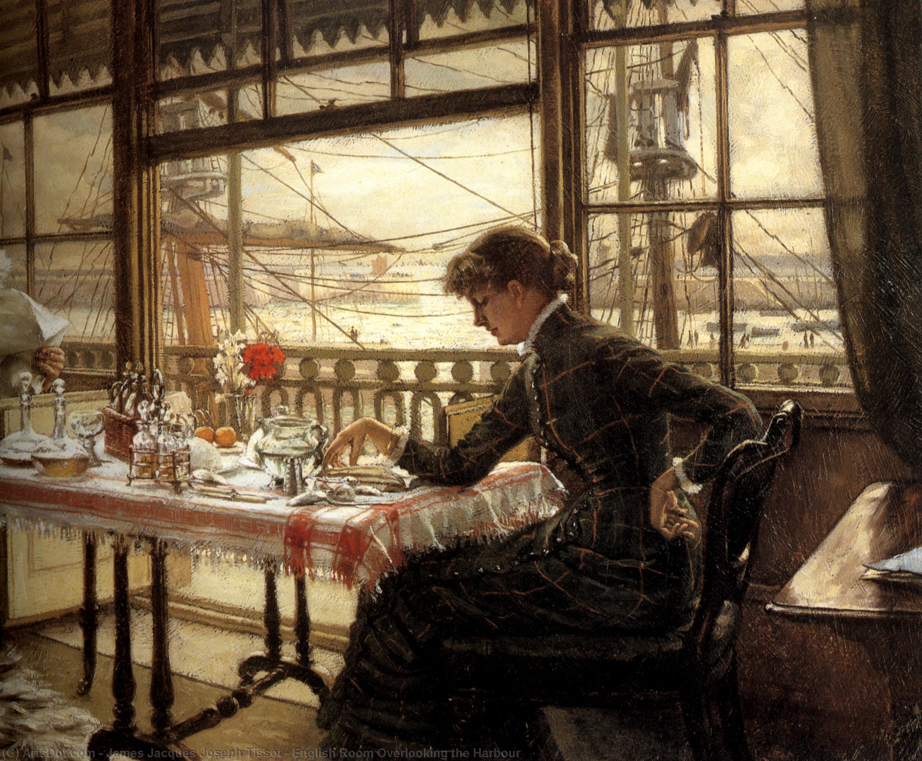 Wikioo.org - The Encyclopedia of Fine Arts - Painting, Artwork by James Jacques Joseph Tissot - English Room Overlooking the Harbour