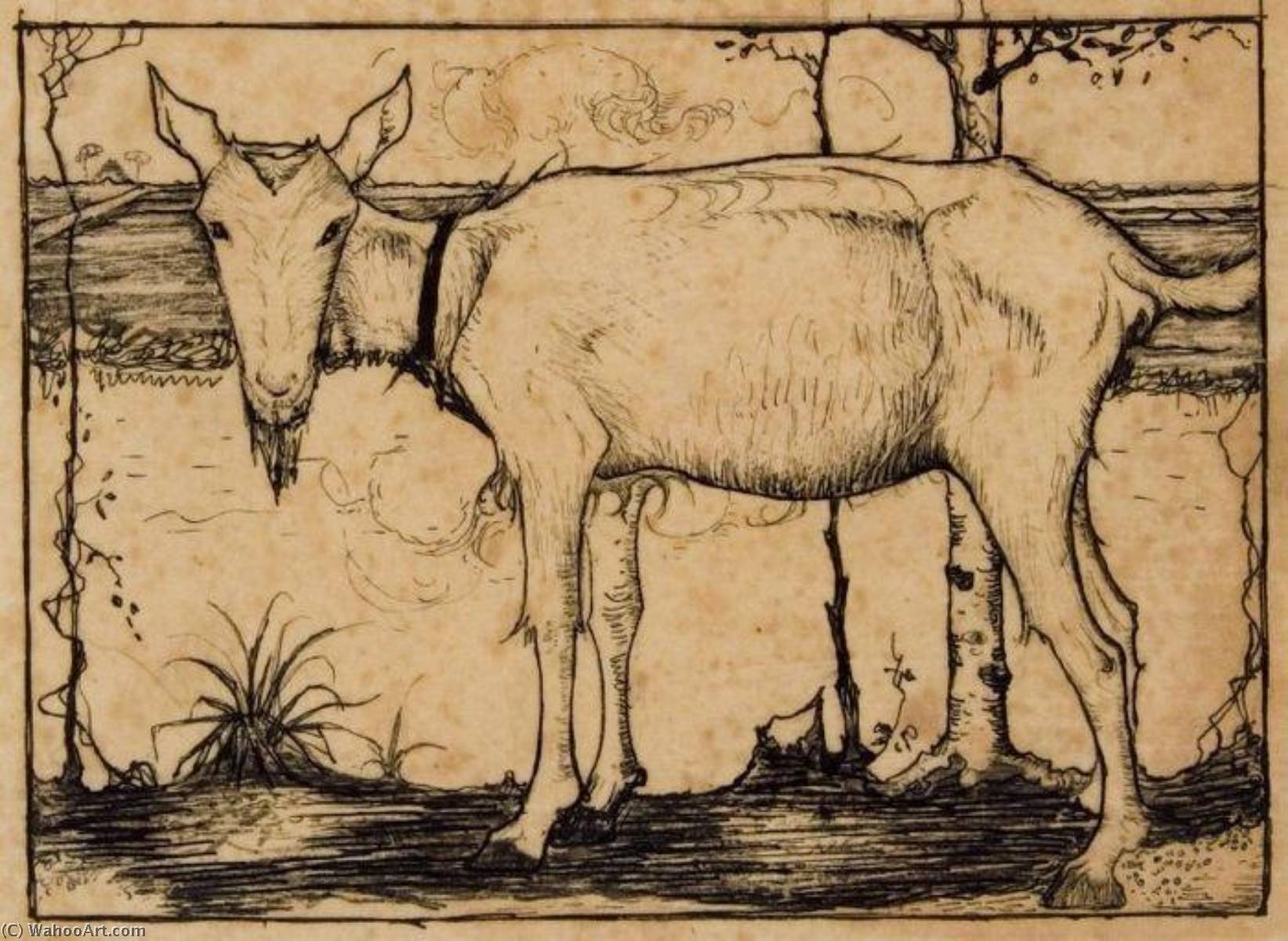 WikiOO.org - Εγκυκλοπαίδεια Καλών Τεχνών - Ζωγραφική, έργα τέχνης Jan Mankes - Goat in the Ditch