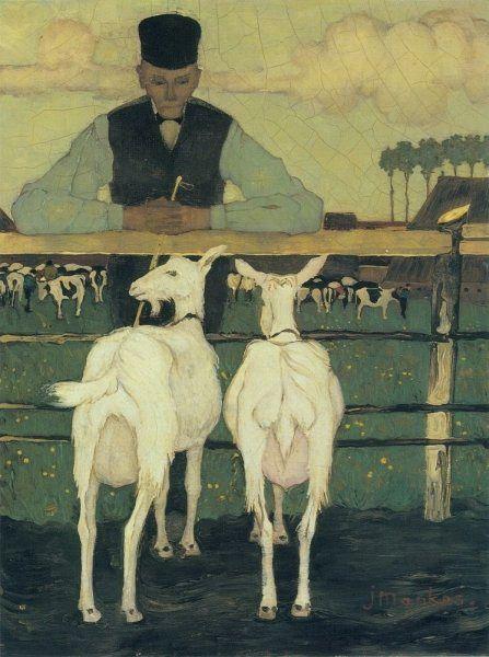 Wikioo.org - The Encyclopedia of Fine Arts - Painting, Artwork by Jan Mankes - Farmer with Goats