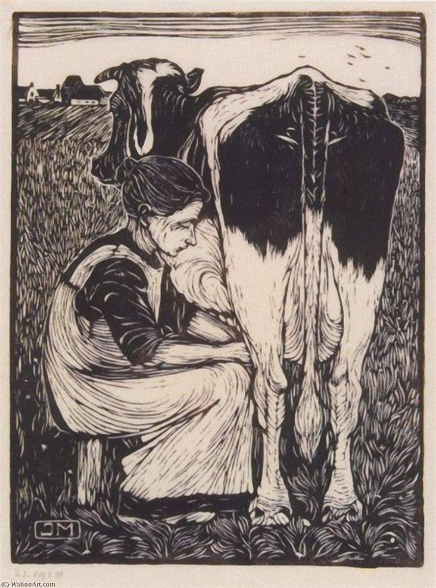 Wikioo.org - The Encyclopedia of Fine Arts - Painting, Artwork by Jan Mankes - Milking the Cow