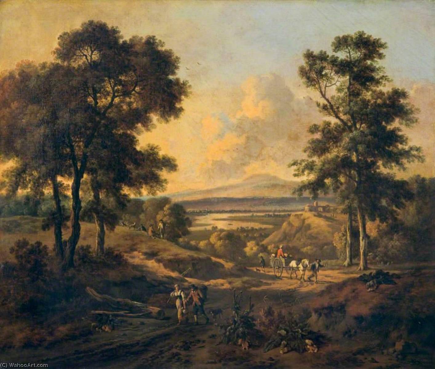 Wikioo.org - The Encyclopedia of Fine Arts - Painting, Artwork by Jan Jansz Wijnants - Landscape with Figures