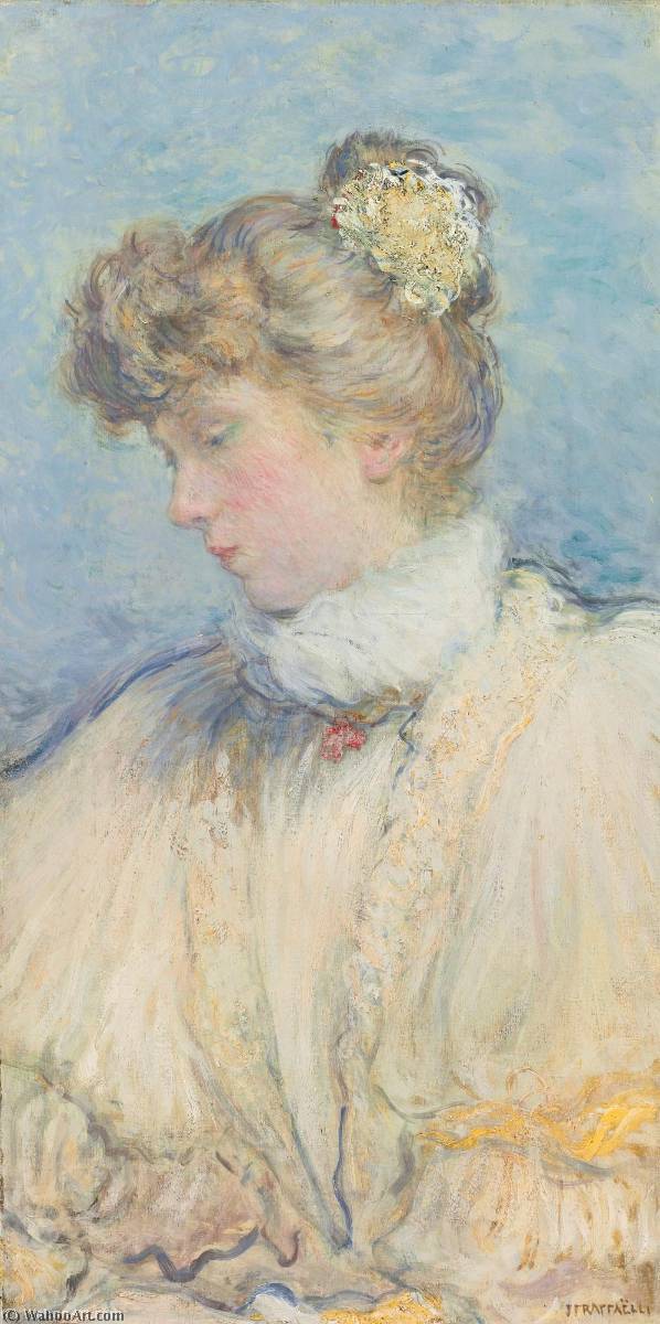 Wikioo.org - The Encyclopedia of Fine Arts - Painting, Artwork by Jean-François Raffaelli - Portrait of a Young Woman in Profile