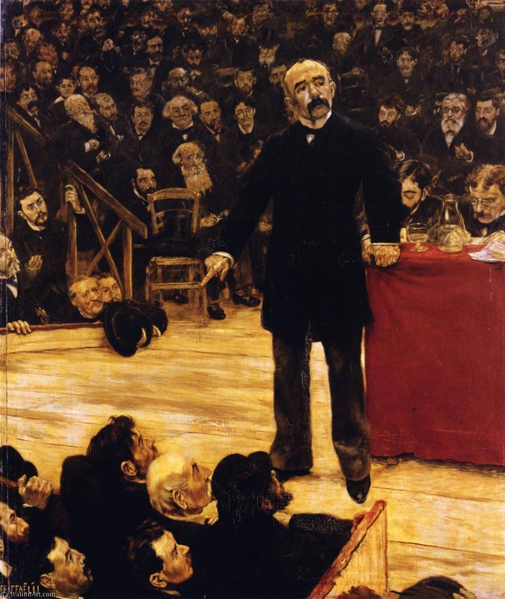Wikioo.org - The Encyclopedia of Fine Arts - Painting, Artwork by Jean-François Raffaelli - Georges Clemenceau Giving a Speech at the Cirque Fernando