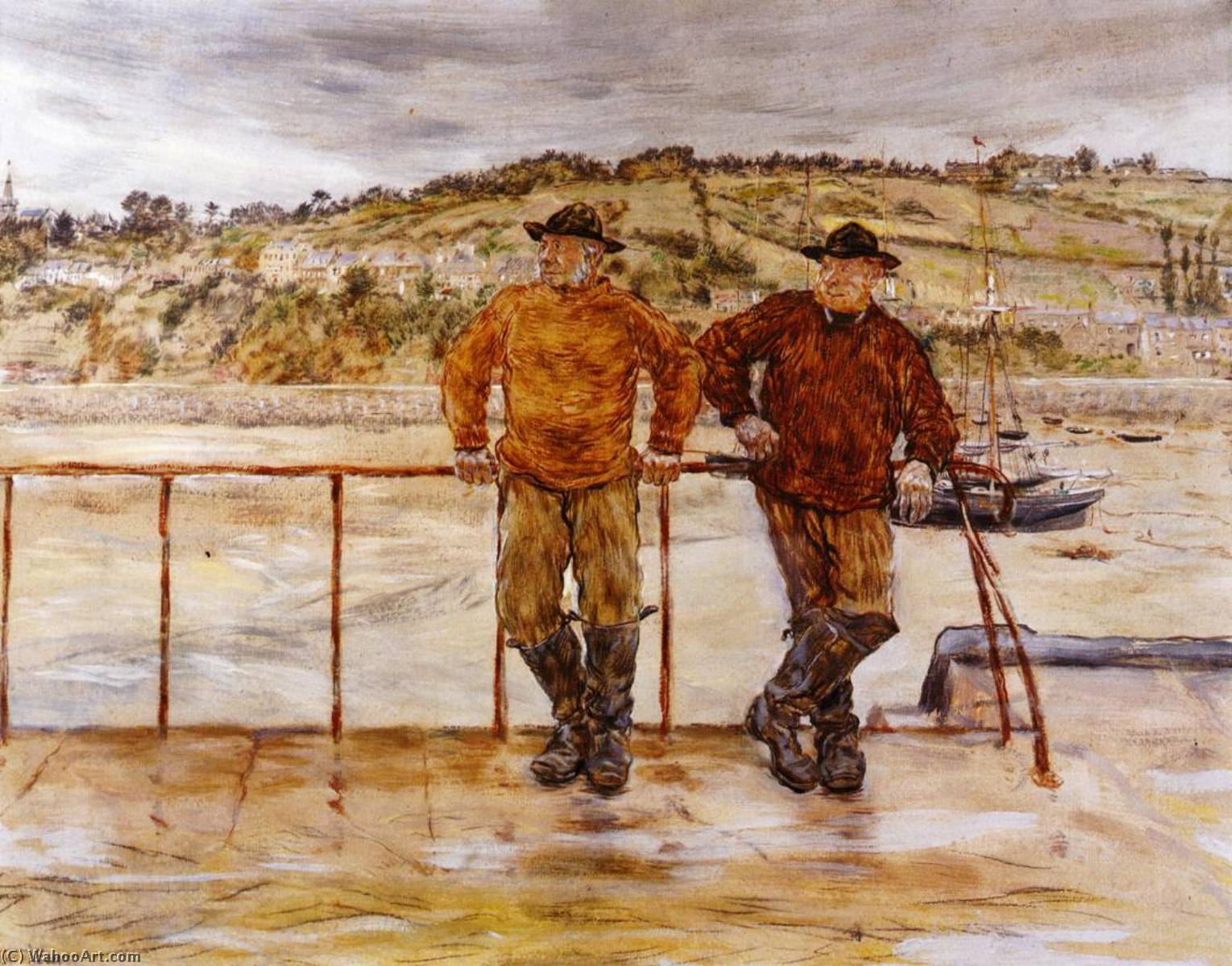 WikiOO.org - Encyclopedia of Fine Arts - Festés, Grafika Jean-François Raffaelli - Fishermen at Jersey