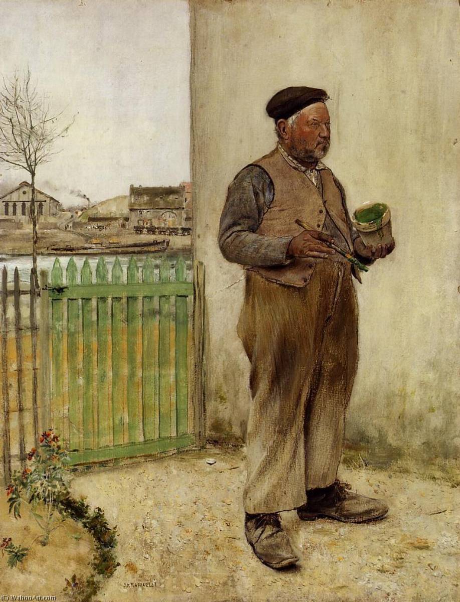 Wikioo.org - สารานุกรมวิจิตรศิลป์ - จิตรกรรม Jean-François Raffaelli - Man Having Just Painted His Fence