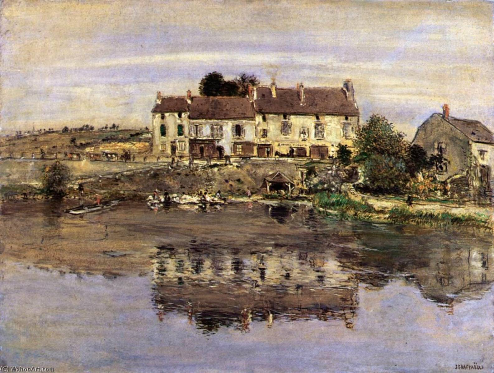 Wikioo.org - The Encyclopedia of Fine Arts - Painting, Artwork by Jean-François Raffaelli - Houses on the Banks of the Oise