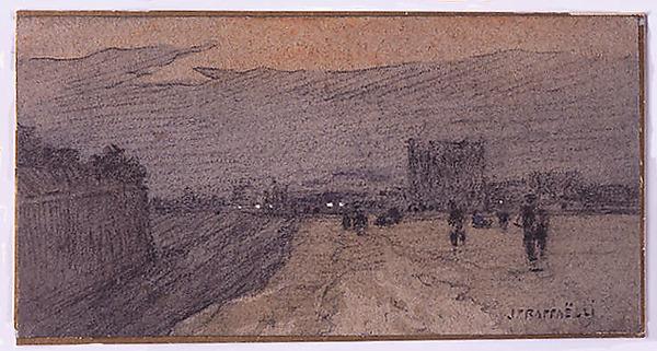 Wikioo.org - The Encyclopedia of Fine Arts - Painting, Artwork by Jean-François Raffaelli - Landscape with Road Approaching the City