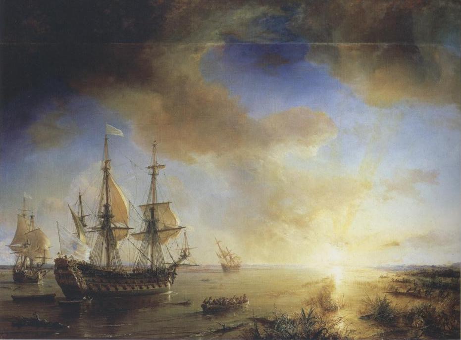 WikiOO.org - Encyclopedia of Fine Arts - Festés, Grafika Jean Antoine Théodore De Gudin - La Salle's Expedition to Louisiana in 1684
