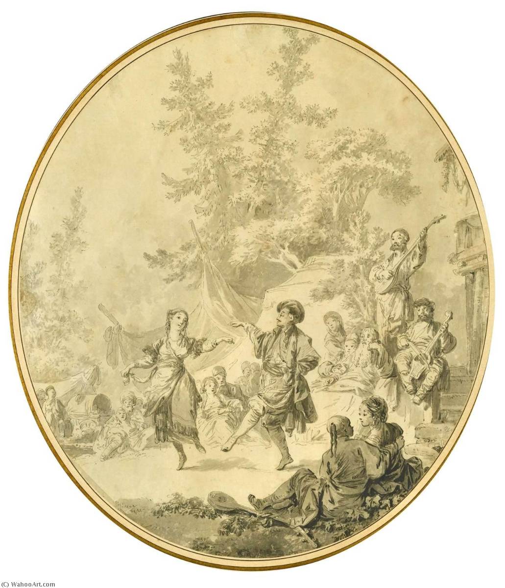 WikiOO.org - Encyclopedia of Fine Arts - Schilderen, Artwork Jean Baptiste Le Prince - A Russian Fête Champêtre