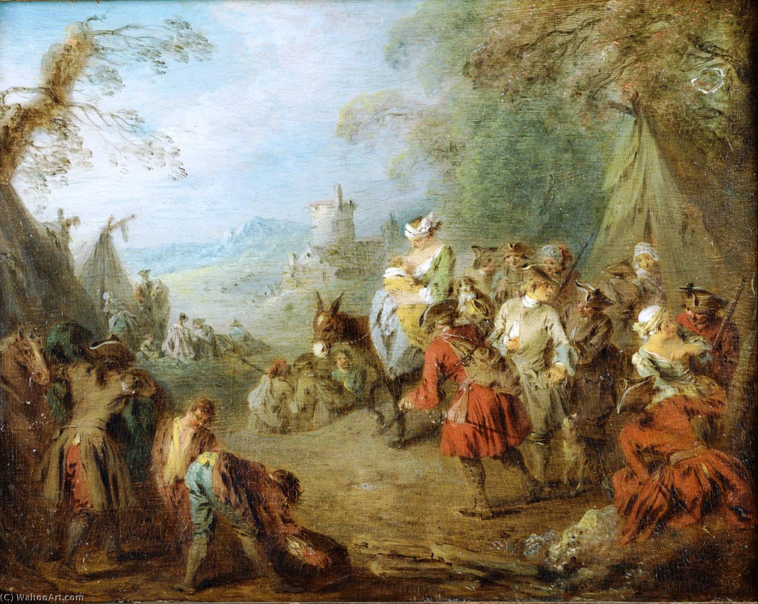 Wikioo.org - The Encyclopedia of Fine Arts - Painting, Artwork by Jean-Baptiste Pater - Encampment (Soldiers' Halt)