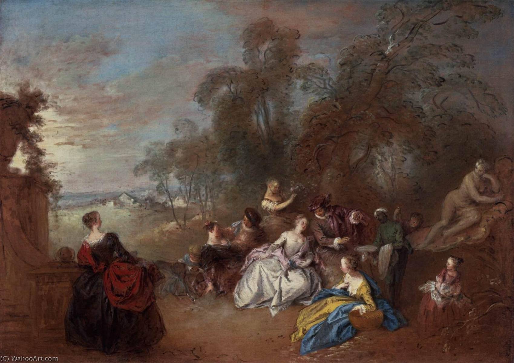 WikiOO.org - Encyclopedia of Fine Arts - Maleri, Artwork Jean-Baptiste Pater - On the Terrace