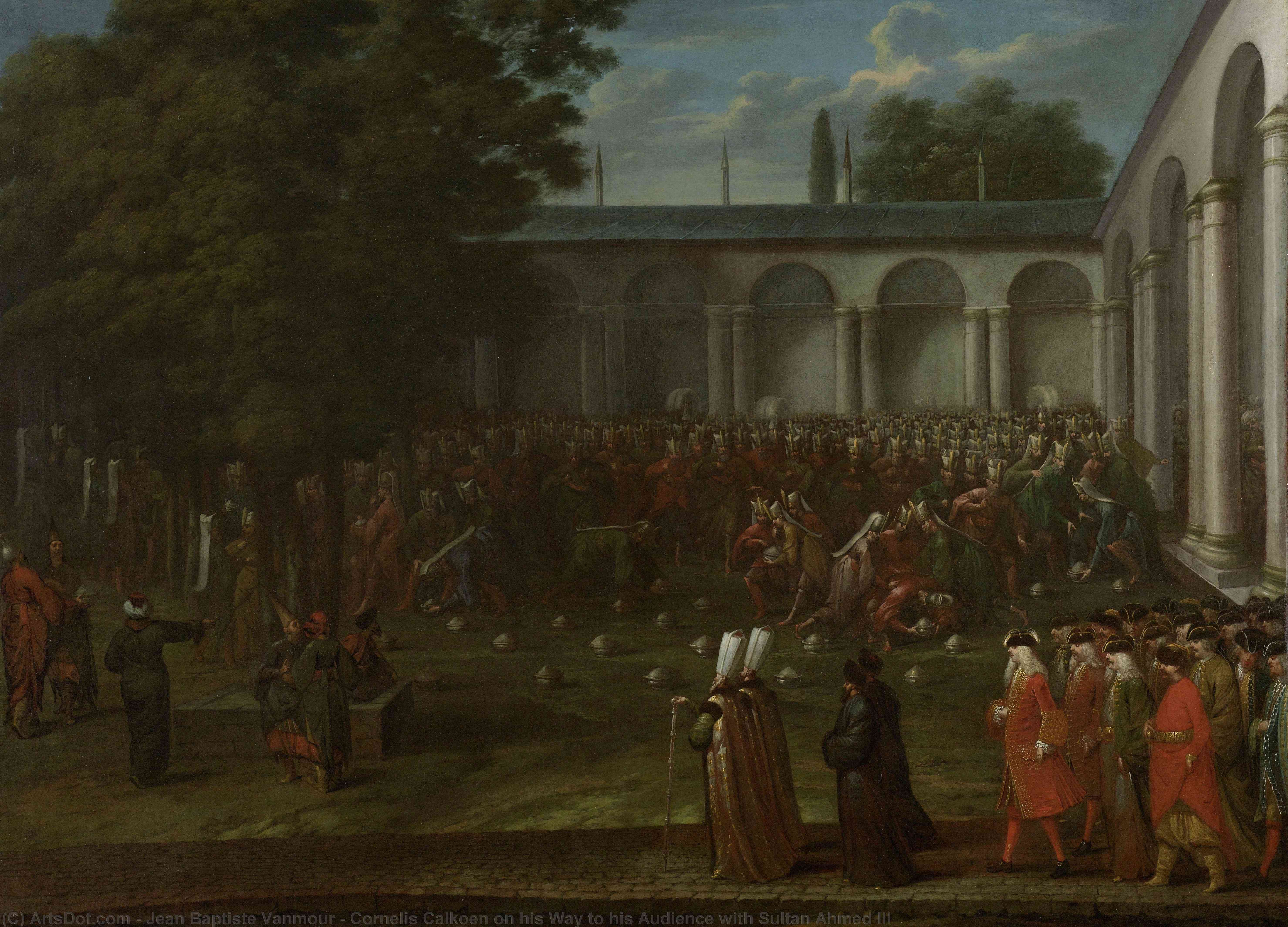 Wikioo.org - The Encyclopedia of Fine Arts - Painting, Artwork by Jean Baptiste Vanmour - Cornelis Calkoen on his Way to his Audience with Sultan Ahmed III