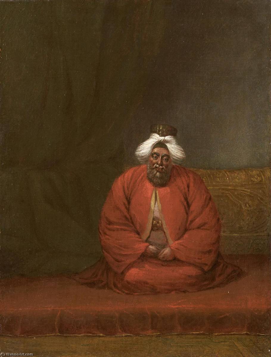 WikiOO.org - Encyclopedia of Fine Arts - Maleri, Artwork Jean Baptiste Vanmour - The Mufti of Seyh ül Islam, head of Religious Affairs, probably Abdullah Efendi