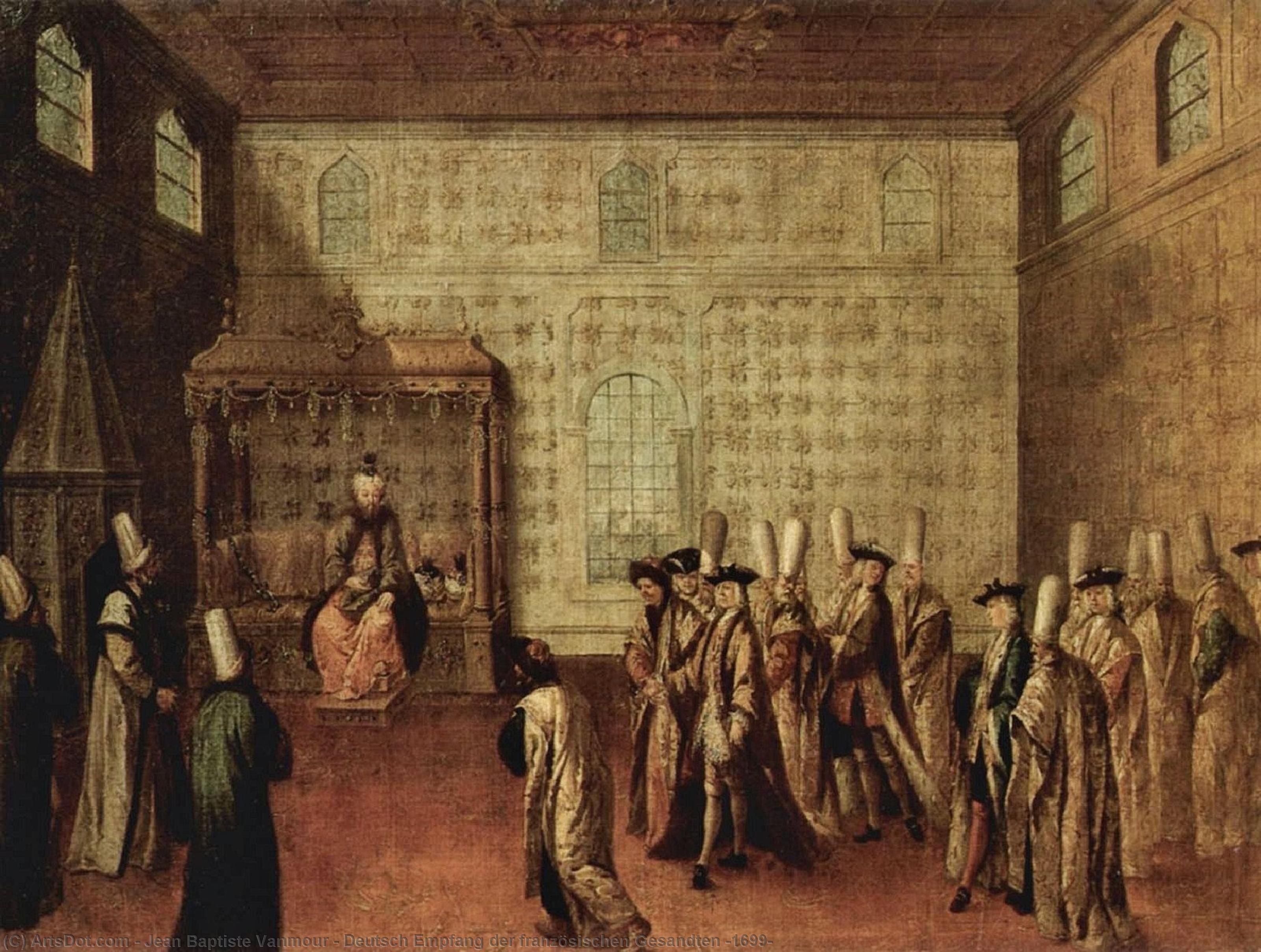 Wikioo.org - The Encyclopedia of Fine Arts - Painting, Artwork by Jean Baptiste Vanmour - Deutsch Empfang der französischen Gesandten (1699)