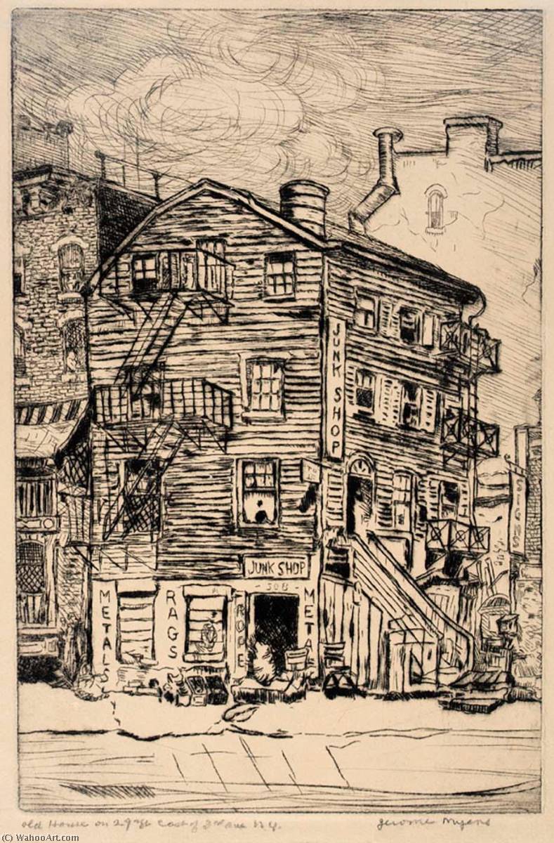 Wikioo.org - The Encyclopedia of Fine Arts - Painting, Artwork by Jerome Myers - Old House on 29th St. East of 3rd Ave. N.Y